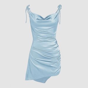 Solid Cowl Neck Mini Dress